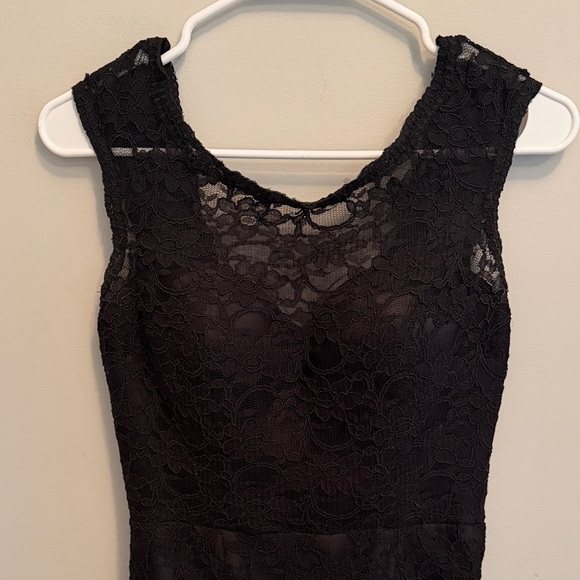 Morilee Black Lace Mermaid Hem 696 Maxi Event Dress with Satin Waist Tie. Size 8 - Picture 8 of 16